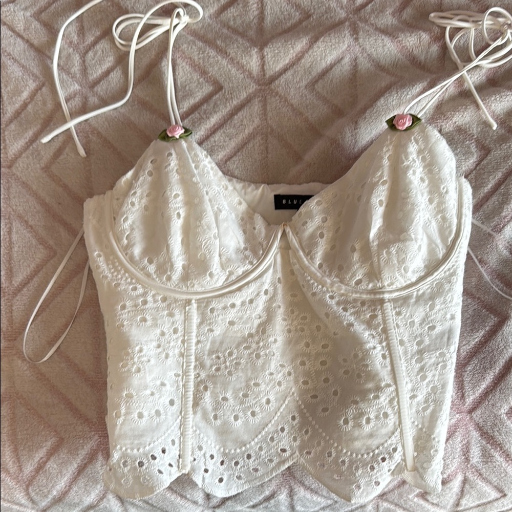 Blu Pepper Pink and White Bustier Camisole Top
